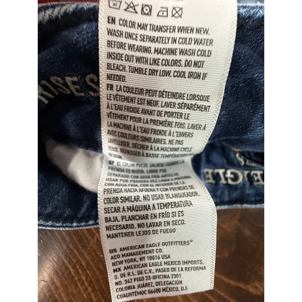 American Eagle Hi-Rise Shorts Womens 2 Blue Denim Super Stretch Rolled Hem 04/15